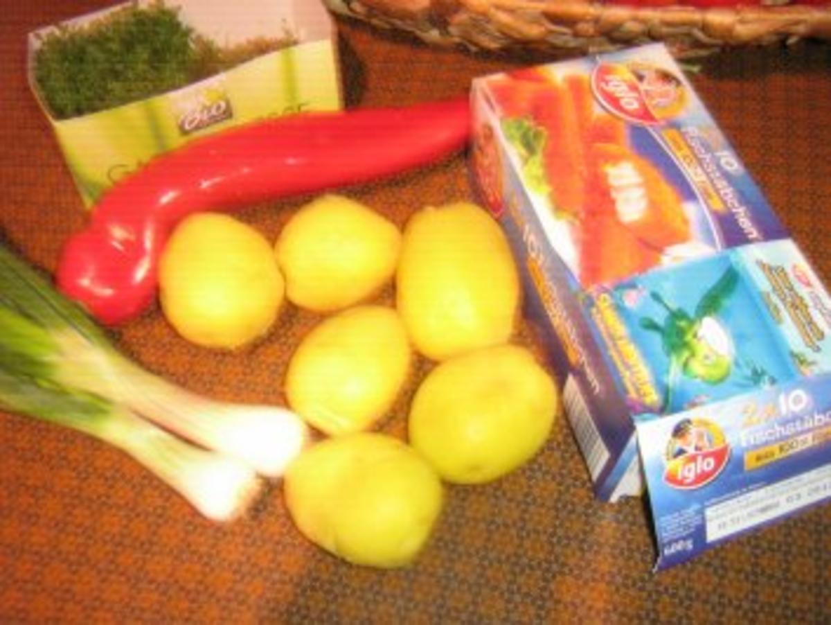 Bratkartoffelpfanne mit Paprika und Fischstäbchen - Rezept - Bild Nr. 2