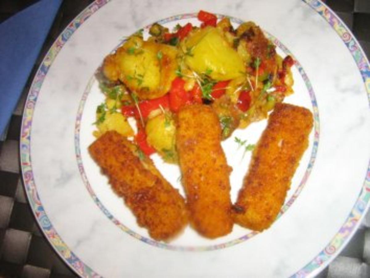 Bratkartoffelpfanne mit Paprika und Fischstäbchen - Rezept - Bild Nr. 8