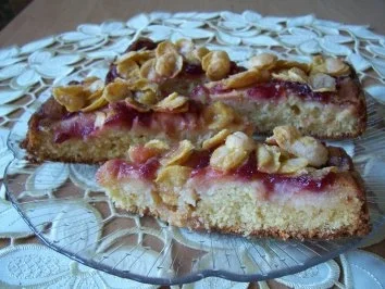 Rührkuchen mit Äpfeln und Preiselbeeren unter Knusperhaube - Rezept