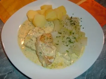 Geflügel.....Puten - Minutensteaks in Currysoße - Rezept