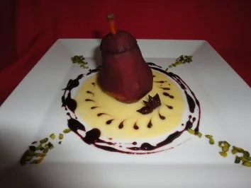 gefüllte Portweinbirne auf Eierlikörspiegel - Rezept - Bild Nr. 9