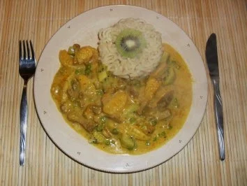 Geschnetzeltes mit Mandarinen und Kiwi - Rezept