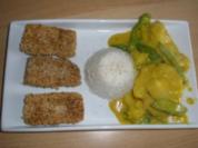 Gebratener Tofu mit Blumenkohl-Zuckerschoten Curry - Rezept