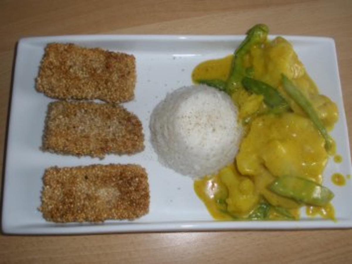 Bilder für Gebratener Tofu mit Blumenkohl-Zuckerschoten Curry - Rezept