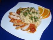 Hähnchenbrustfilet mit einer fruchtigen Soße und Kresse-Nudeln - Rezept