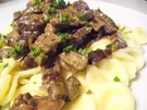 Fleisch: Boeuf Stroganoff auf Butternudeln - Rezept