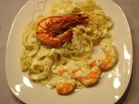 Black Tiger Prawns mit Tagliatelle und Kräutersauce - Rezept - Bild Nr. 3