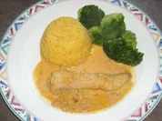 Seeteufel, gedünstet mit Brokkoli und Kurkuma-Reis - Rezept