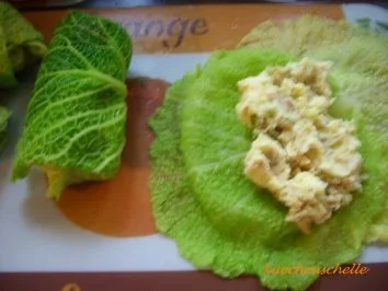 Rezept: Wirsingroulade mit Rahmchampignons Bild Nr. 3 Wirsingroulade mit Rahmchampignons - Rezept - Bild Nr. 3