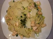 Spaghetti mit Lachs-Zucchini-Sahnesauce - Rezept
