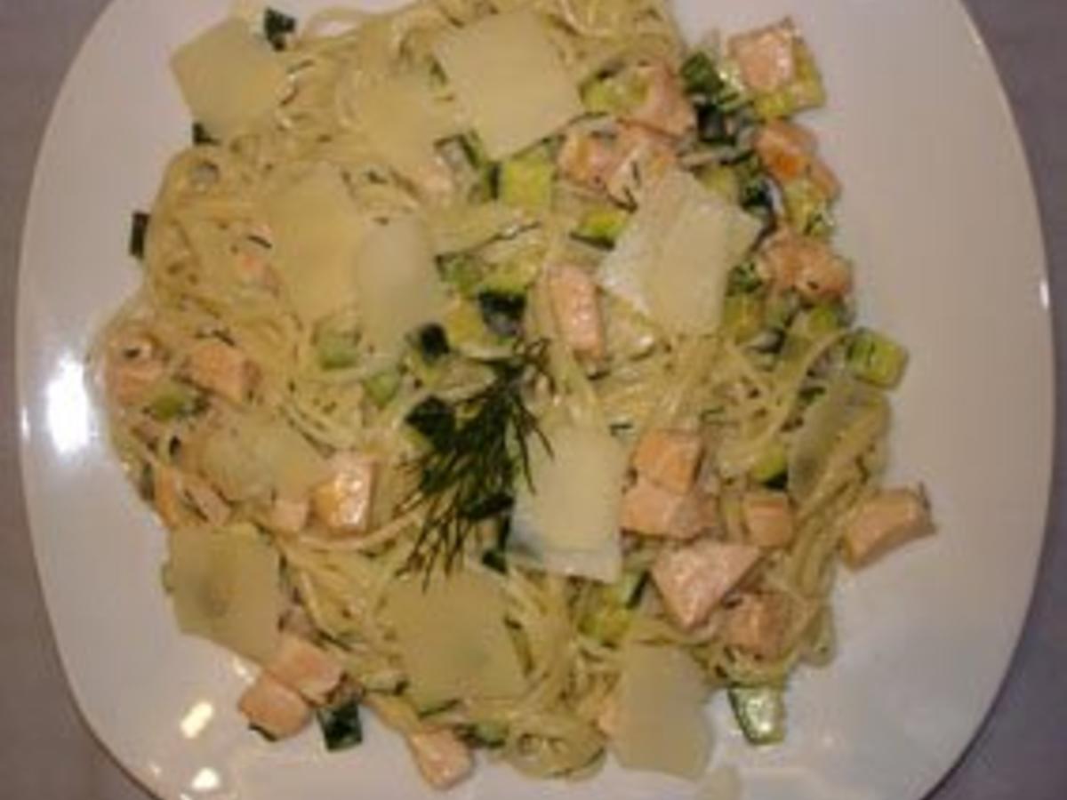 Spaghetti mit Lachs-Zucchini-Sahnesauce - Rezept - kochbar.de