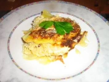 Kartoffel-Sauerkraut-Gratin mit Cabanossi - Rezept