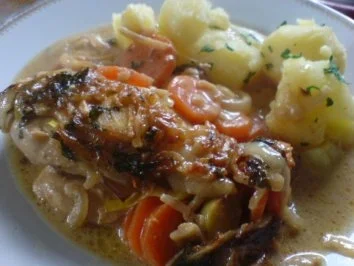 Rezept: Hähnchenbrüste in sahniger Gemüse-Soße Hähnchenbrüste in sahniger Gemüse-Soße - Rezept