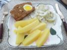 Hackfleisch : Hackbraten mit Ei, Schmorgurke und Salzkartoffeln - Rezept