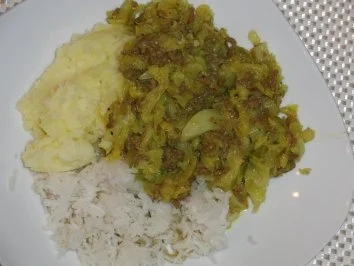 Rinderhack mit herzlichen Wirsingkohl auf Curry - Rezept - Bild Nr. 2