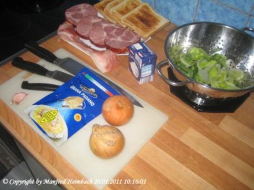 Fleisch – gratiniertes Kassler auf Toast unter einer Rahmlauchhaube ...