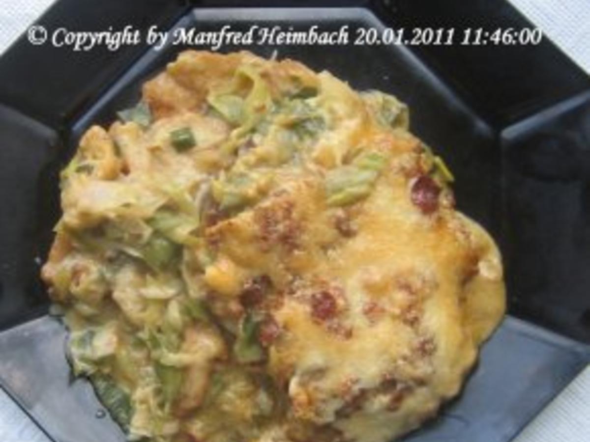 Fleisch – gratiniertes Kassler auf Toast unter einer Rahmlauchhaube ...