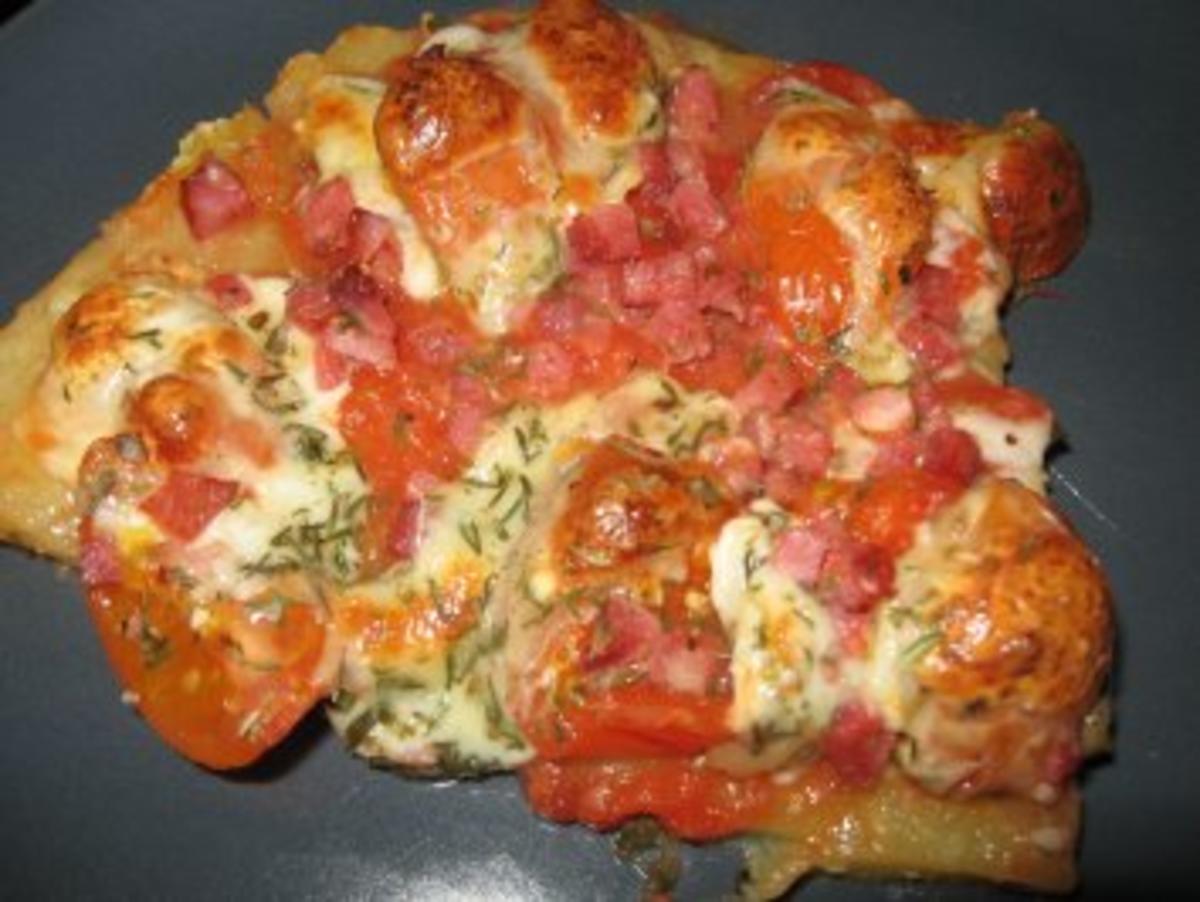 Kartoffelpizza mit Speck und Mozzarella - Rezept - Bild Nr. 6