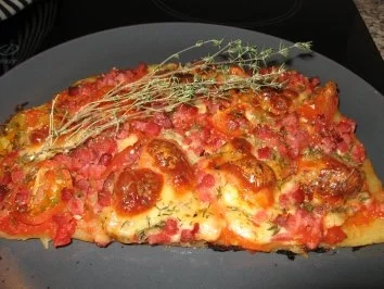 Kartoffelpizza mit Speck und Mozzarella - Rezept - Bild Nr. 7