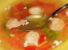Feine Gemüsesuppe mit Garnelen und Gemüseeinlage - Rezept
