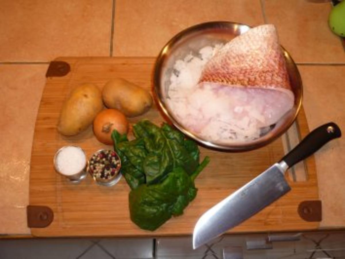 Red Snapper mit frischem Spinat und Kartoffeln - Rezept Eingereicht von
Firewalker1982