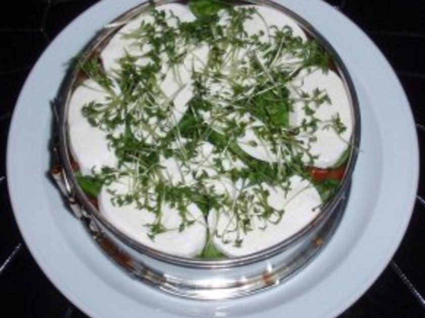 Feine Salat Torte mit einem Joghurt Senf Kräuter Dressing - einfach ...