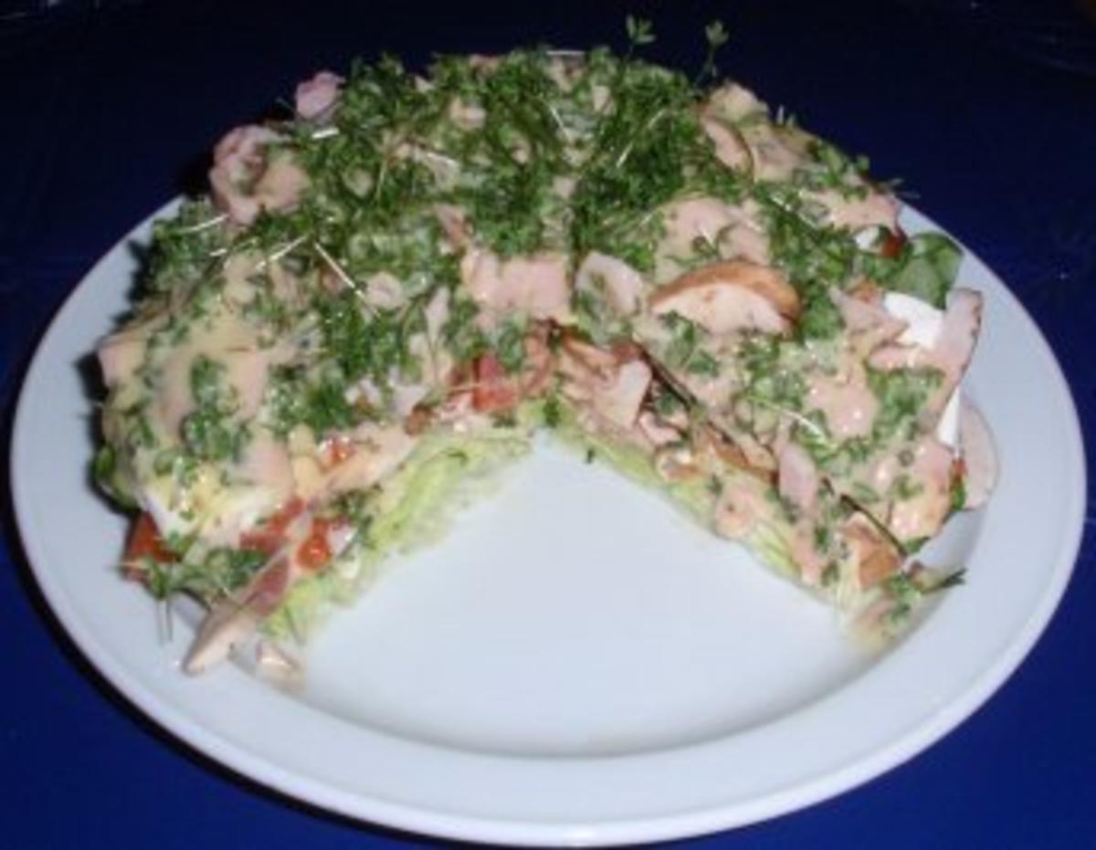 Feine Salat-Torte mit einem Joghurt-Senf-Kräuter-Dressing - Rezept - Bild Nr. 12