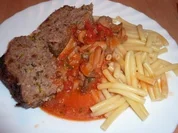 Rezept: Fl/Rind/Schwein: Hackbraten mit Tomatensoße Fl/Rind/Schwein: Hackbraten mit Tomatensoße - Rezept