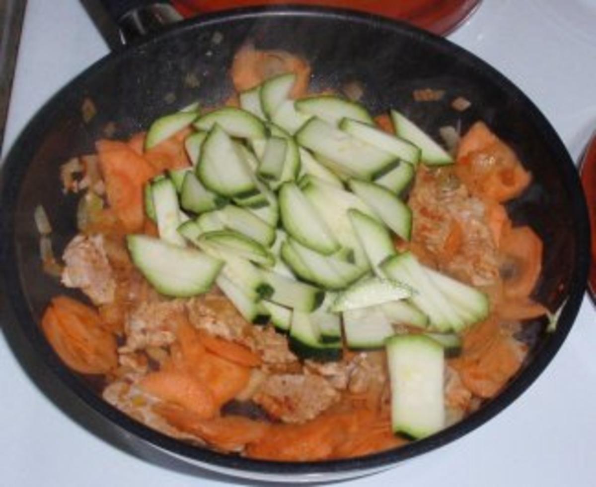 Reispfännchen mit Schweinefiletstreifen und Gemüse - Rezept - Bild Nr. 5