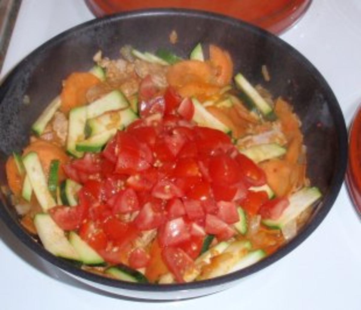 Reispfännchen mit Schweinefiletstreifen und Gemüse - Rezept - Bild Nr. 6