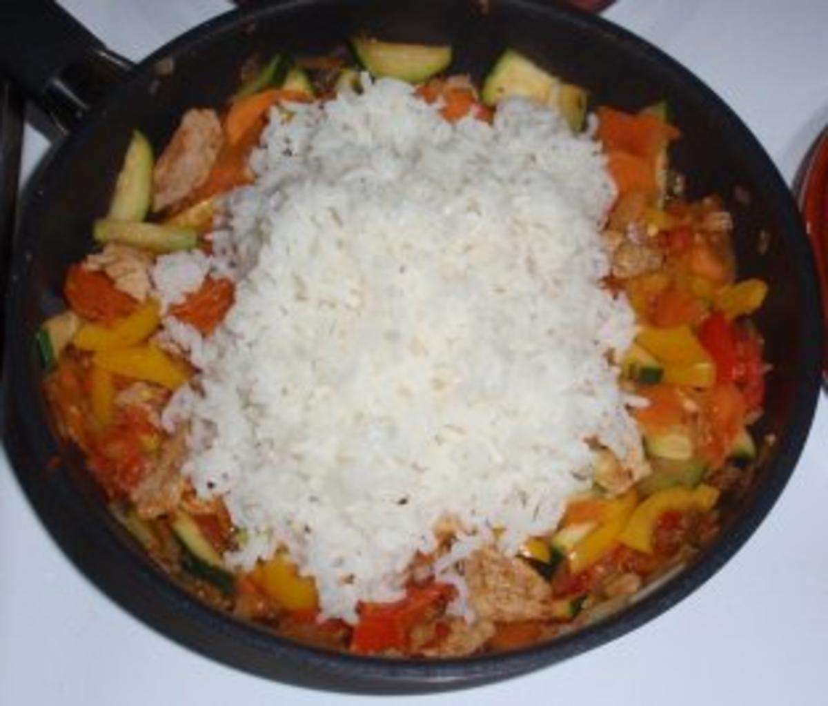 Reispfännchen mit Schweinefiletstreifen und Gemüse - Rezept - Bild Nr. 9