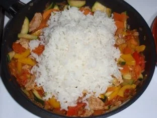 Reispfännchen mit Schweinefiletstreifen und Gemüse - Rezept - Bild Nr. 9