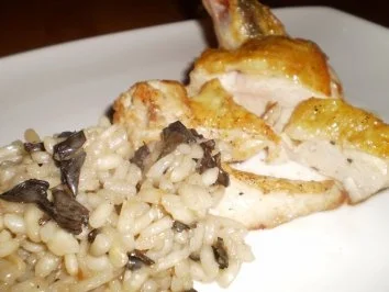 Perlhuhnbrüstchen mit Herbsttrompetenrisotto - Rezept - Bild Nr. 2