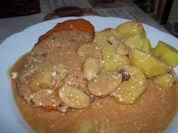 Schinkenschnitzel in Pilzrahmsoße mit Kartoffeln - Rezept