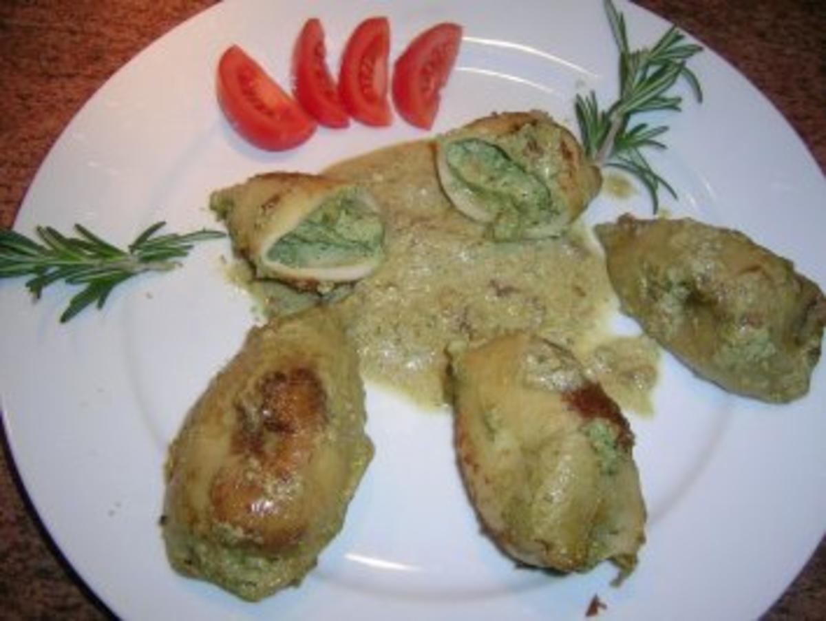Tintenfischtuben gefüllt mit Pilz-Ricotta-Pesto  (sehr lecker) - Rezept - Bild Nr. 3