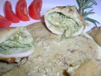 Tintenfischtuben gefüllt mit Pilz-Ricotta-Pesto  (sehr lecker) - Rezept - Bild Nr. 2