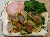 Fixe Küche - Maultaschenpfanne mit Kassler und Feldsalat - Rezept