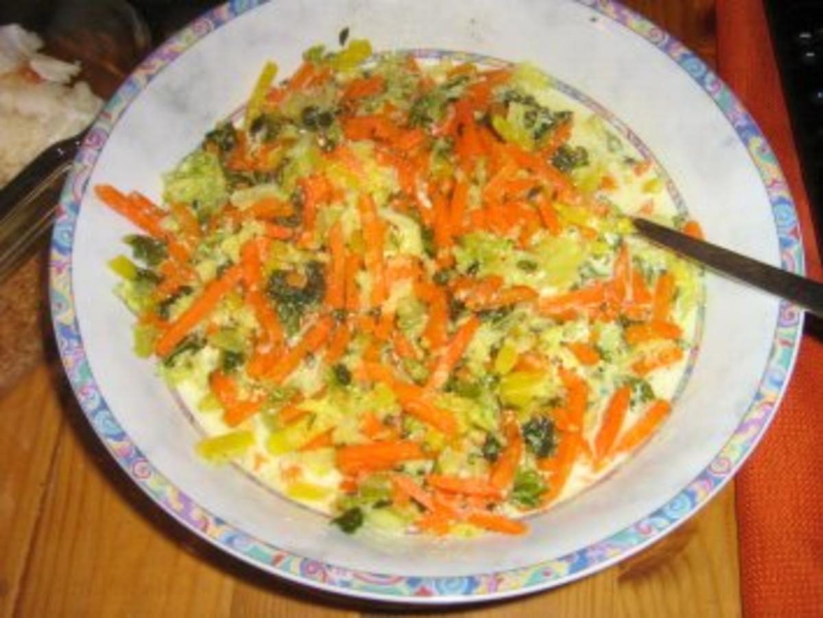 Kabeljaufilet  mit Kartöffelchen an Rahm-Wirsing-Karotten-Gemüse - Rezept - Bild Nr. 4