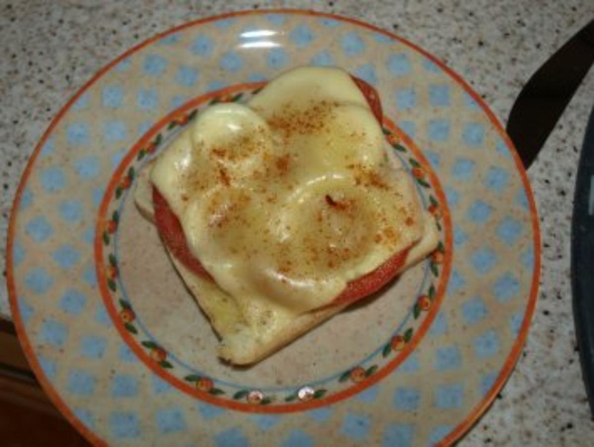 Tomaten-Zwiebel-Toast überbacken - Rezept