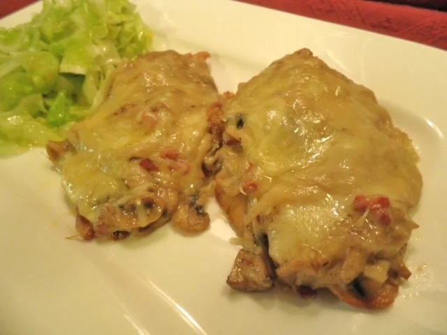 Rezept: Gratinierte Champignon - Hähnchenschnitzel Gratinierte Champignon - Hähnchenschnitzel - Rezept