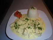 Zungenfilet mit Dillsahne und Reis - Rezept