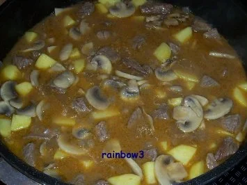 Kochen: Gulasch-Pilz-Kartoffel-Pfanne - Rezept - Bild Nr. 8