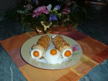 Dessert :Blätterteig - Röllchen mit Cocos Sahne Mousse - Rezept