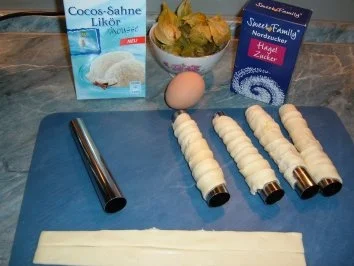 Dessert :Blätterteig - Röllchen mit Cocos Sahne Mousse - Rezept - Bild Nr. 2