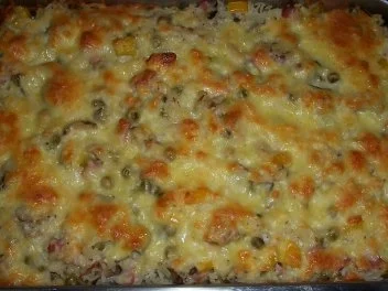 Rezept: Reisauflauf mit Schinken und Erbsen Bild Nr. 2 Reisauflauf mit Schinken und Erbsen - Rezept - Bild Nr. 2