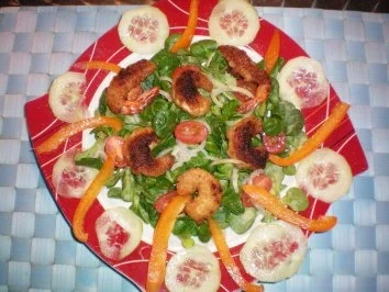 Feldsalat mit Thai-Garnelen - Rezept