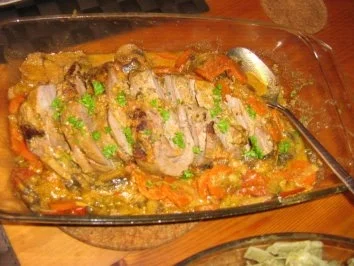 Putenrollbraten mit Gemüse-Pilzragout an Bärlauchnudeln - Rezept - Bild Nr. 8