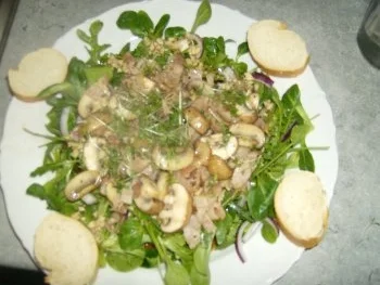 Rezept: Feldsalat und Rucola treffen Speckschwammerl Feldsalat und Rucola treffen Speckschwammerl - Rezept