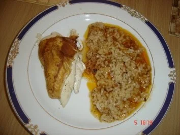 Rezept: Haehnchen mit Reis im Ofen Haehnchen mit Reis im Ofen - Rezept