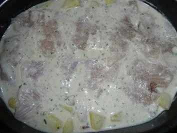 Welsfilet auf Schinkenkartoffelgratin - Rezept - Bild Nr. 3